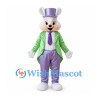 Rabbit Mascot Costume with Green Tailcoat and Purple Top Hat