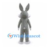 Rabbit Mascot Costume in Gray with White Belly and Orange Inner Ears