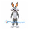 Rabbit Mascot Costume in Gray with White Belly and Orange Inner Ears