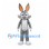 Rabbit Mascot Costume in Gray with White Belly and Orange Inner Ears