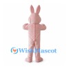 Rabbit Mascot Costume in Pink with Floral Teal Vest