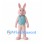 Rabbit Mascot Costume in Pink with Floral Teal Vest
