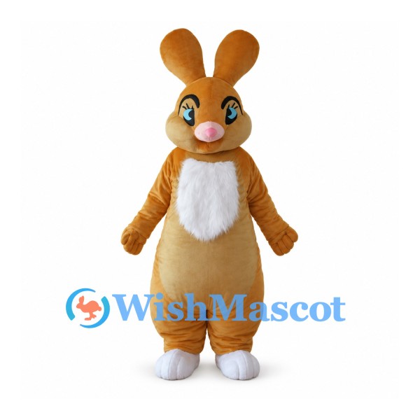 Rabbit Mascot Costume in Golden Brown with White Chest and Paws