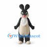 Rabbit Mascot Costume in Black with Cream Belly and Pink Nose