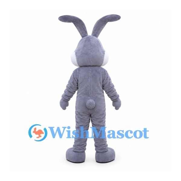 Rabbit Mascot Costume in Purple Gray with White Belly