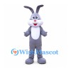 Rabbit Mascot Costume in Purple Gray with White Belly