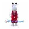 Rabbit Mascot Costume with Red Striped Shirt and Red Skirt