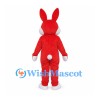 Rabbit Mascot Costume in Red with White Belly and Paws