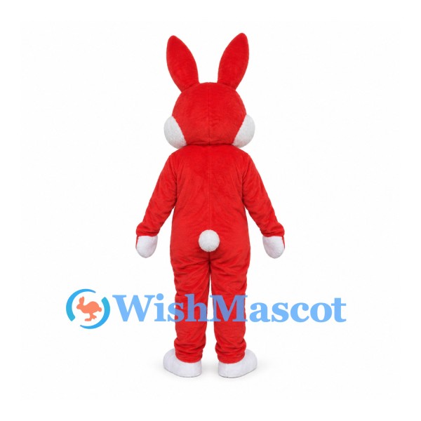 Rabbit Mascot Costume in Red with White Belly and Paws