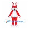 Rabbit Mascot Costume in Red with White Belly and Paws