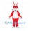 Rabbit Mascot Costume in Red with White Belly and Paws