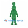 Rabbit Mascot Costume in Green with White Belly and Tall Ears