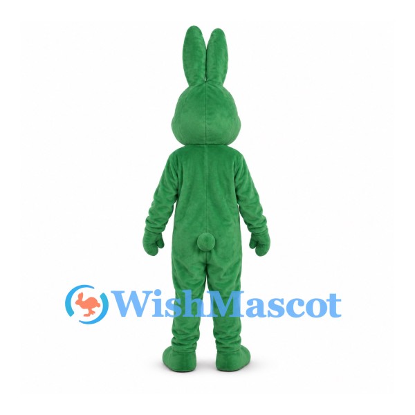 Rabbit Mascot Costume in Green with White Belly and Tall Ears