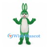 Rabbit Mascot Costume in Green with White Belly and Tall Ears