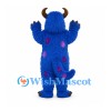Monster Mascot Costume in Blue with Purple Spots and Brown Horns