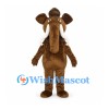 Mammoth Mascot Costume in Brown with Long Trunk and White Tusks