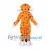Leopard Mascot Costume in Orange with Black Spots and White Belly