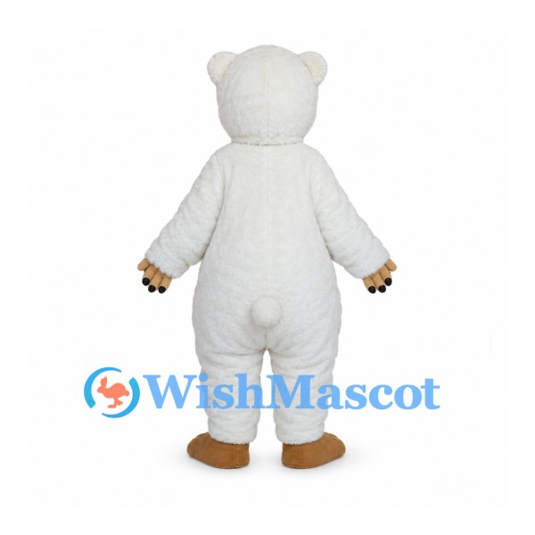 Polar Bear Mascot Costume with White Body and Tan Muzzle