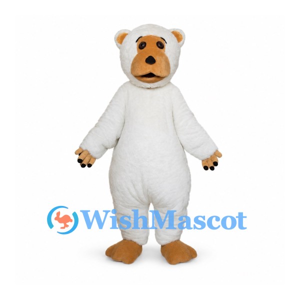 Polar Bear Mascot Costume with White Body and Tan Muzzle