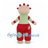 Doll Mascot Costume with Green Shirt and Red Overalls