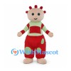 Doll Mascot Costume with Green Shirt and Red Overalls