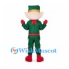 Christmas Elf Mascot Costume with Green Suit and Red Gloves