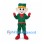 Christmas Elf Mascot Costume with Green Suit and Red Gloves