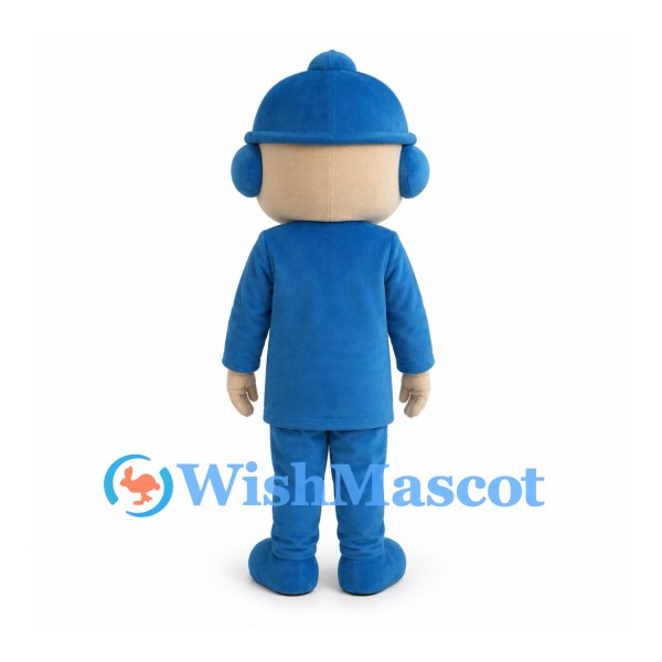 Boy Mascot Costume with Blue Hat Suit and Green Tie