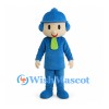 Boy Mascot Costume with Blue Hat Suit and Green Tie