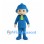 Boy Mascot Costume with Blue Hat Suit and Green Tie
