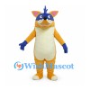 Fox Mascot Costume in Orange with Blue Hair and Eye Mask