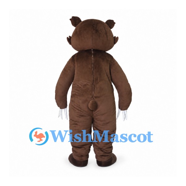 Monster Bear Mascot Costume in Brown with Jagged Teeth and Long Claws