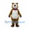 Bear Mascot Costume in Brown with Cream Belly and Purple Bow Tie