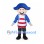 Pirate Boy Mascot Costume with Blue Hat and Red Striped Shirt