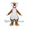 Weasel Mascot Costume in Brown with White Belly and Large Teeth