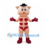 Pig Mascot Costume with Meat Cut Markings and Black Hat