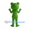 Frog Mascot Costume in Green with Large Eyes and Smiling Face