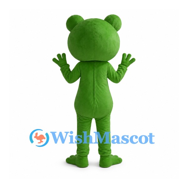 Frog Mascot Costume in Green with Large Eyes and Smiling Face