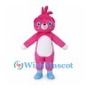 Pink Creature Mascot Costume with White Belly and Blue Feet