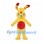 Rabbit Mascot Costume in Yellow with Red Belly and Flame Ear Markings
