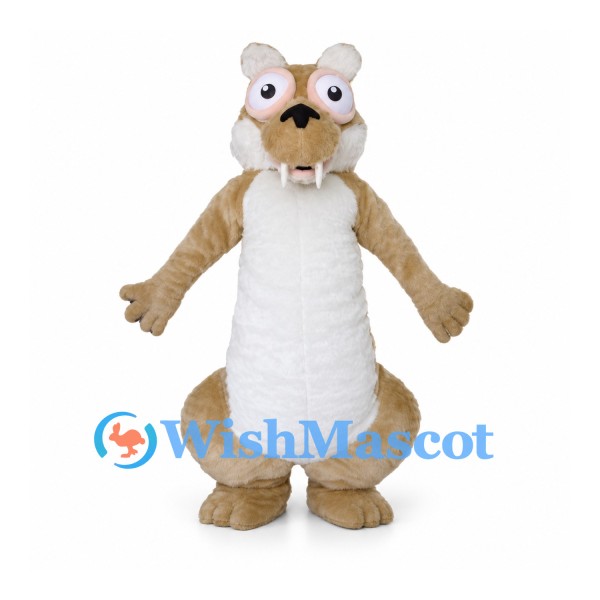 Squirrel Mascot Costume in Tan with White Belly and Long Front Teeth