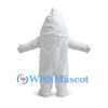 Ghost Mascot Costume in White with Pointed Head and Smiling Face
