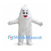 Ghost Mascot Costume in White with Pointed Head and Smiling Face