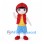 Girl Mascot Costume with Red Hooded Vest Yellow Shirt and Blue Shorts