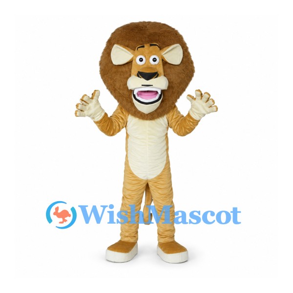 Lion Mascot Costume in Tan with Large Brown Mane