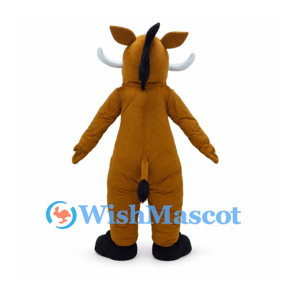 Bull Mascot Costume in Brown with White Horns and Pink Muzzle