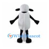 Sheep Mascot Costume with Black Face and White Woolly Body