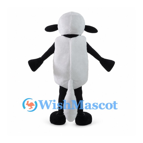 Sheep Mascot Costume with Black Face and White Woolly Body