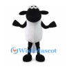Sheep Mascot Costume with Black Face and White Woolly Body