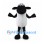Sheep Mascot Costume with Black Face and White Woolly Body